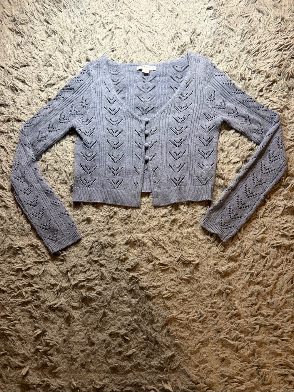Aeropostale Long Sleeve Button-Front Cropped Flyaway knit cardigan sz S